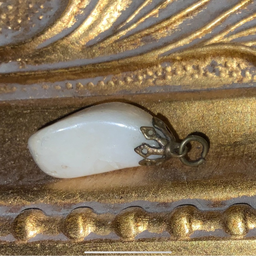 Vintage stone pendant with antique finding. STUNNING! One of a kind.